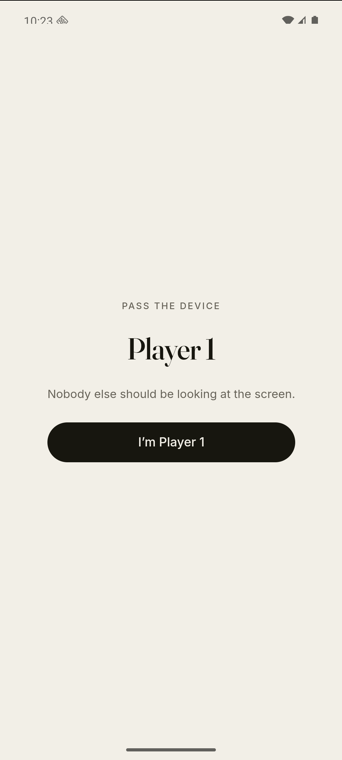 The privacy cover Karma shows between turns in pass and play